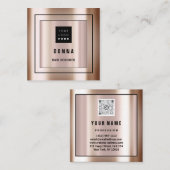 カスタムロゴQRコードバラ金ゴールド枠組構成 スクエア名刺 (正面/裏面)