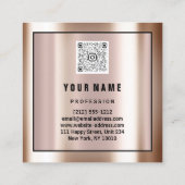 カスタムロゴQRコードバラ金ゴールド枠組構成 スクエア名刺 (裏面)