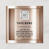 カスタムロゴQRコードバラ金ゴールド緑アイボリー スクエア名刺 (裏面)