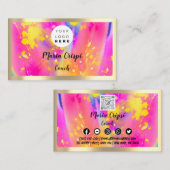 カスタムロゴQRコードピンク金ゴールドソーシャルメディア 名刺 (正面/裏面)