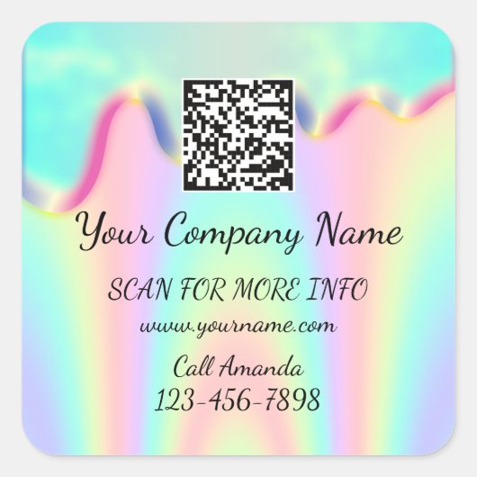 カスタムロゴQRコードプロモーションショップホログラフィー スクエアシール (正面)