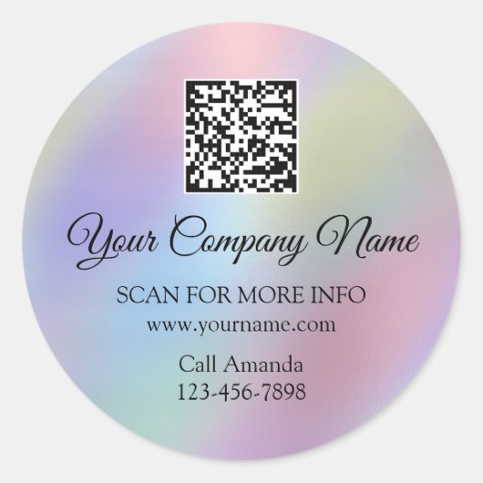 カスタムロゴQRコードプロモーションバラブグラデーションルー ラウンドシール (正面)