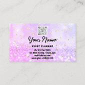 カスタムロゴQRコードホログラフィックグリッターピンク 予約カード (裏面)