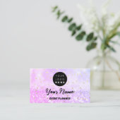 カスタムロゴQRコードホログラフィックグリッターピンク 予約カード (スタンド正面)