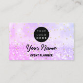 カスタムロゴQRコードホログラフィックグリッターピンク 予約カード (正面)