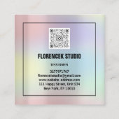 カスタムロゴQRコードホログラフィックピンク スクエア名刺 (裏面)