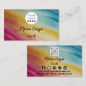 カスタムロゴQRコードレインボー金ゴールドソーシャルメディア 名刺 (正面/裏面)