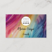 カスタムロゴQRコードレインボー金ゴールドソーシャルメディア 名刺 (正面)