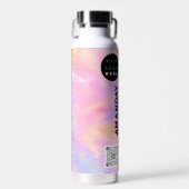 カスタムロゴQrコード名ホログラフィックピンク ウォーターボトル (正面)