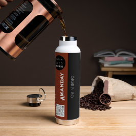 カスタムロゴQrコード名Brown Black ウォーターボトル