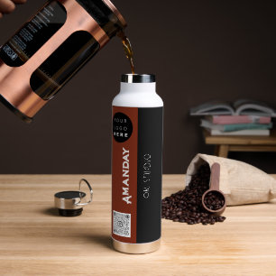 カスタムロゴQrコード名Brown Black ウォーターボトル