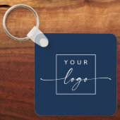 カスタムロゴQRコード文字両面ダークブルー キーホルダー (正面)