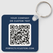 カスタムロゴQRコード文字両面ダークブルー キーホルダー (裏面)
