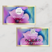 カスタムロゴQRコード水彩金ゴールドソーシャルフラワー 名刺 (正面/裏面)