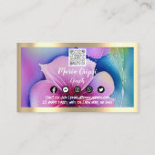 カスタムロゴQRコード水彩金ゴールドソーシャルフラワー 名刺 (裏面)