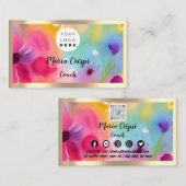 カスタムロゴQRコード水彩金ゴールドソーシャルメディア 名刺 (正面/裏面)