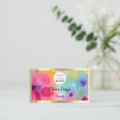 カスタムロゴQRコード水彩金ゴールドソーシャルメディア 名刺 (スタンド正面)