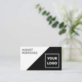 カスタムロゴQRコード白黒幾何学模様 名刺 (スタンド正面)