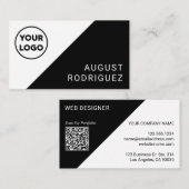 カスタムロゴQRコード白黒幾何学模様 名刺 (正面/裏面)