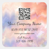 カスタムロゴQRコード販促ショップバラ抽象芸術 スクエアシール (正面)