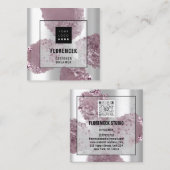 カスタムロゴQRコード銀灰色の紫色の結晶 スクエア名刺 (正面/裏面)