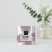 カスタムロゴQRコード銀灰色の紫色の結晶 スクエア名刺 (スタンド正面)