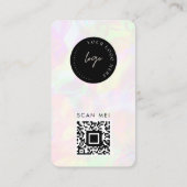 カスタムロゴQRコード&写真虹色ホログラフィック 名刺 (裏面)