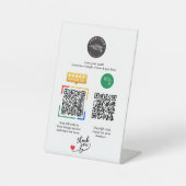 カスタムロゴQRコードGoogleレビュー支払いペデスタル 台座サイン (正面)