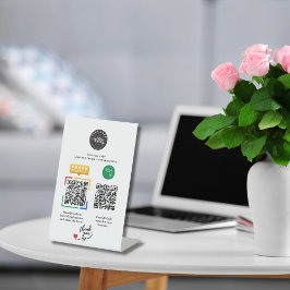 カスタムロゴQRコードGoogleレビュー支払いペデスタル 台座サイン