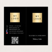 カスタムロゴQrコードphoto social media black 名刺 (外部フラット)
