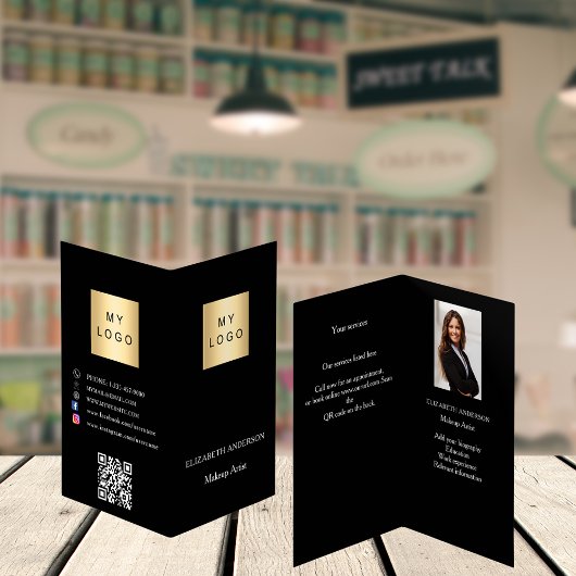 カスタムロゴQrコードphoto social media black 名刺