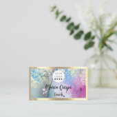 カスタムロゴQRCodeソーシャル金ゴールドパステル水彩 名刺 (スタンド正面)