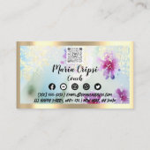 カスタムロゴQRCodeソーシャル金ゴールドミントメドウ花 名刺 (裏面)