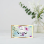 カスタムロゴQRCodeソーシャル金ゴールドミントメドウ花 名刺 (スタンド正面)