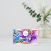 カスタムロゴQRCode社会的金ゴールドホログラフィックフラワー 名刺 (スタンド正面)