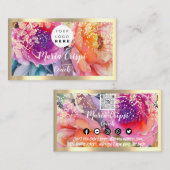 カスタムロゴQRCode社会金ゴールド水カラーバラ 名刺 (正面/裏面)