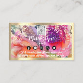 カスタムロゴQRCode社会金ゴールド水カラーバラ 名刺 (裏面)