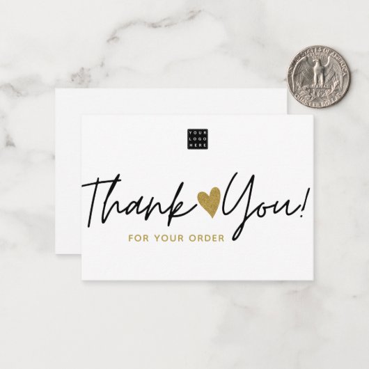 カスタムロゴSmall Business Order Thank ノートカード (正面/裏面インサイチュ)