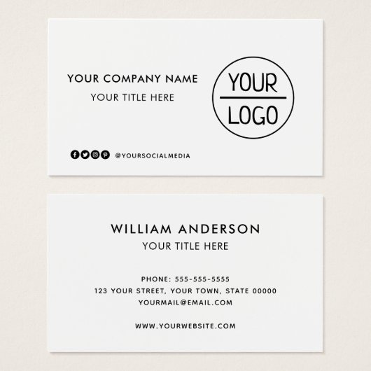 カスタムロゴSNSホワイト名刺 (正面&裏面)