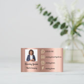 カスタムロゴSNS金ゴールドQRコードフォトバラ 名刺 (スタンド正面)