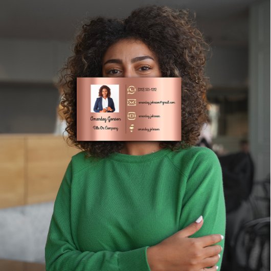 カスタムロゴSNS金ゴールドQRコードフォトバラ 名刺