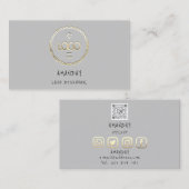 カスタムロゴSNS QRコード金ゴールドグレー 名刺 (正面/裏面)