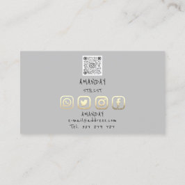 カスタムロゴSNS QRコード金ゴールドグレー 名刺