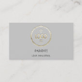 カスタムロゴSNS QRコード金ゴールドグレー 名刺 (正面)