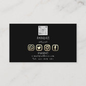 カスタムロゴSNS QRコード金ゴールドブラック 名刺 (裏面)