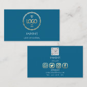 カスタムロゴSNS QRコード金ゴールドブルー挿入 名刺 (正面/裏面)