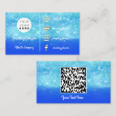 カスタムロゴSOCIAL金ゴールドQRコードブルースパークリー 名刺 (正面/裏面)