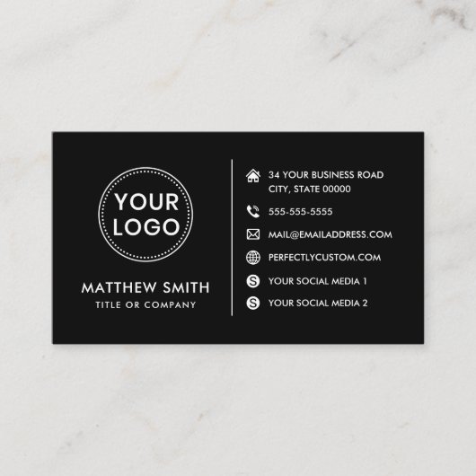 カスタムロゴwebサイトSNSモダンブラック 名刺 (正面)