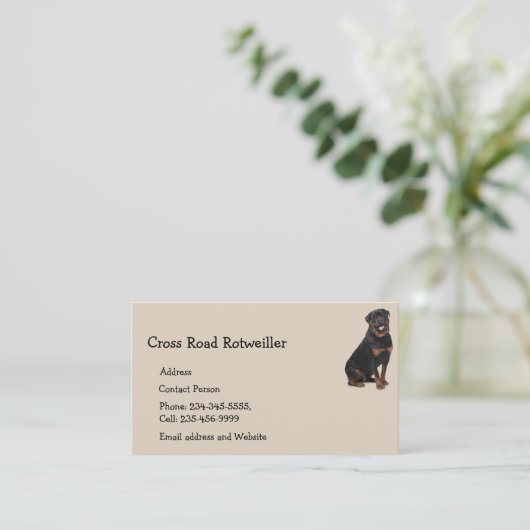 カスタムロッワイラードッグペット動物ロゴビジネスカー 名刺 (スタンド正面)