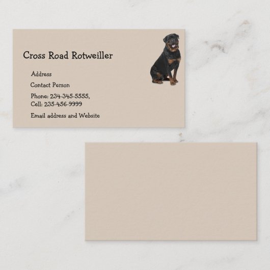 カスタムロッワイラードッグペット動物ロゴビジネスカー 名刺 (正面/裏面)